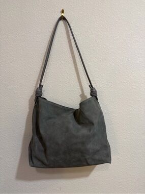 Grey Suede Shoulder Tote Bag - Women